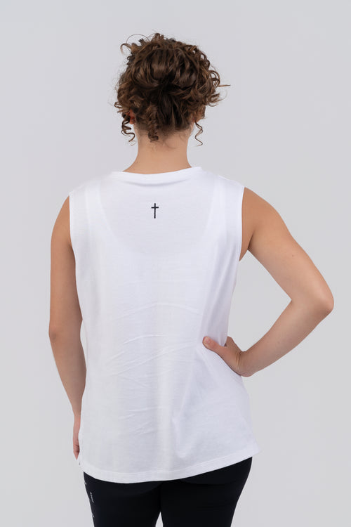 FREE Muscle Tee White - back cross detail
