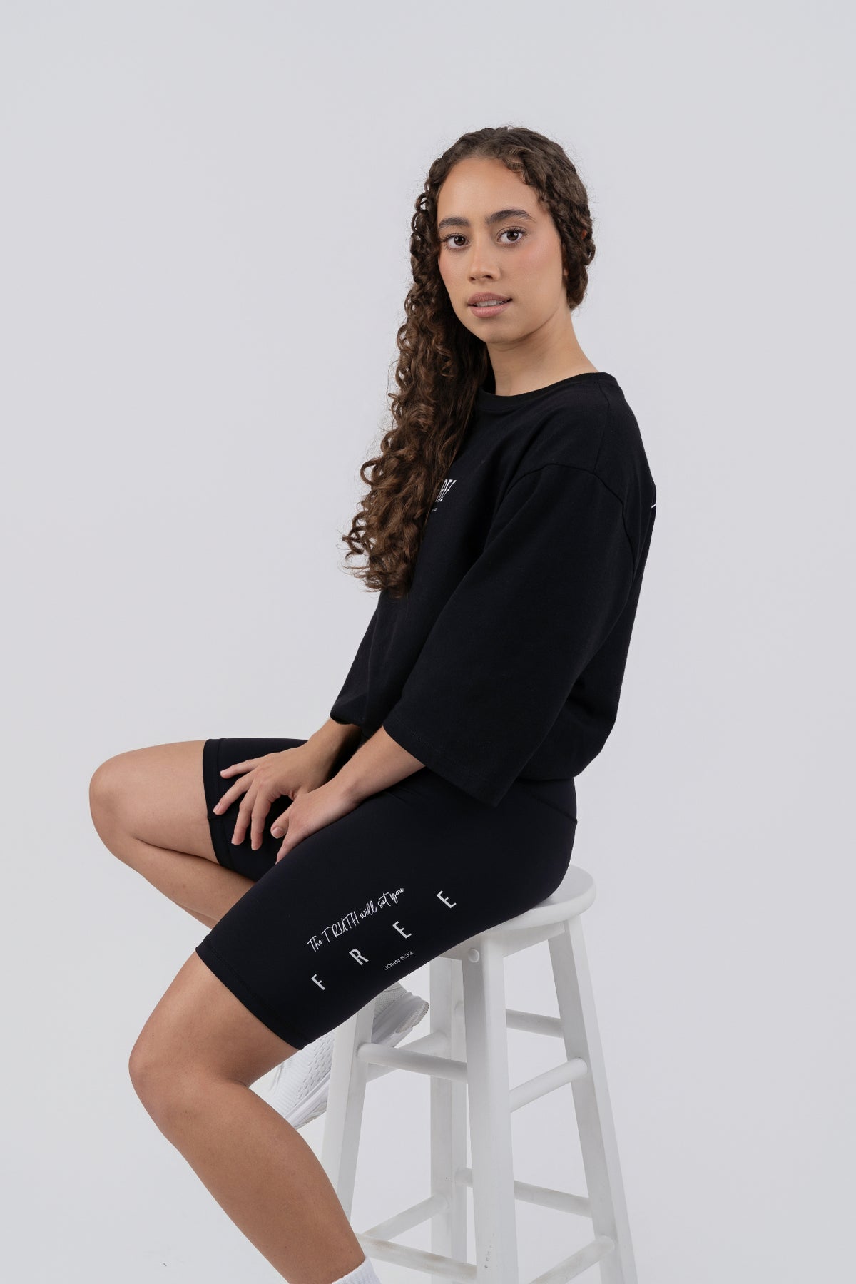 FREE 8" Bike Shorts - seated side view