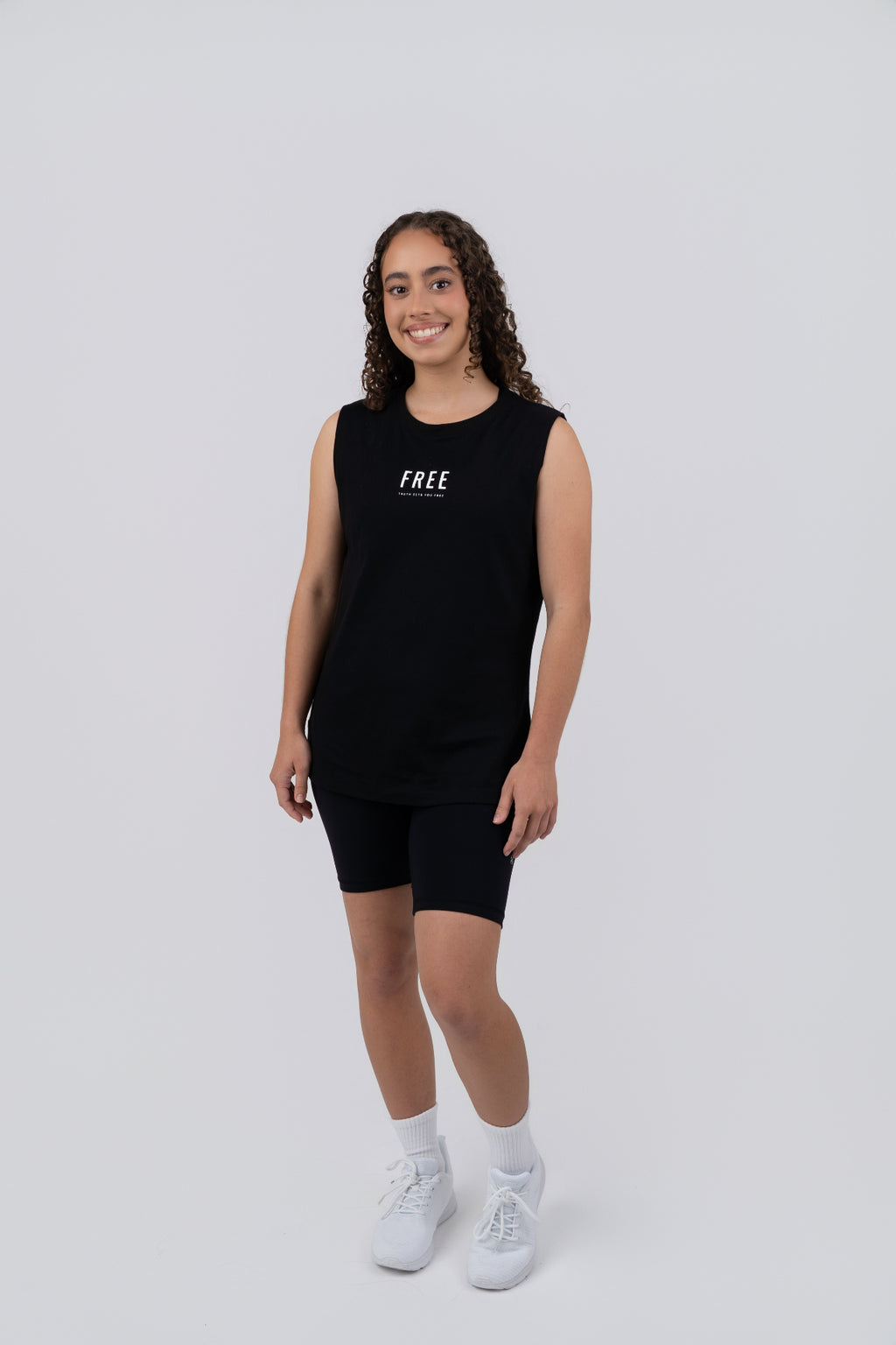 FREE Muscle Tee Black - model full length